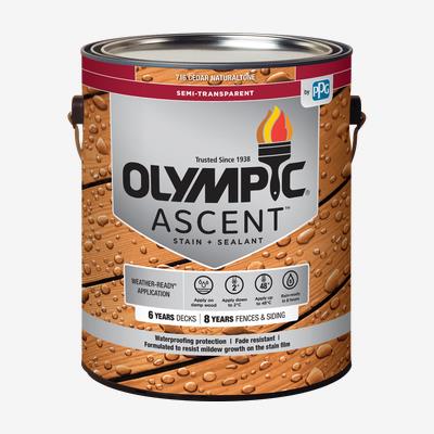 OLYMPIC<sup>®</sup> ASCENT<sup>™</sup> Exterior Semi-Transparent Stain + Sealant 🇨🇦